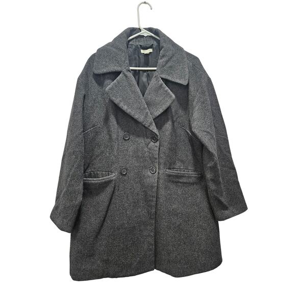 Garnet Hill Wool Blend Black Peacoat Coat Size 12 Preppy Classic - Picture 1 of 6